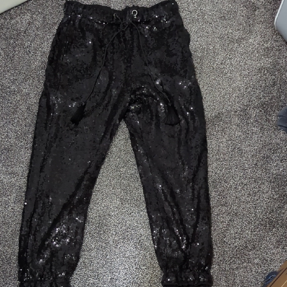 Sequin Black Kids Jogger Pants